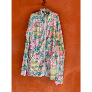 Lilly Pulitzer Luxletic Palm Print Zip Up Jacket XXS Tropical Activewear